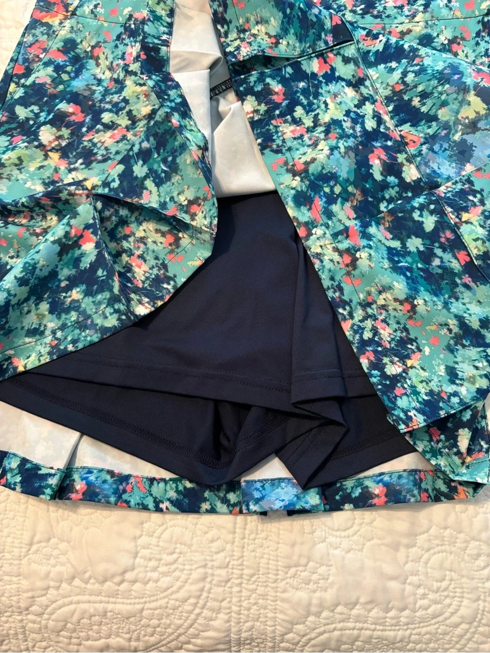 Aqua Teal Abstract Floral Golf Skort